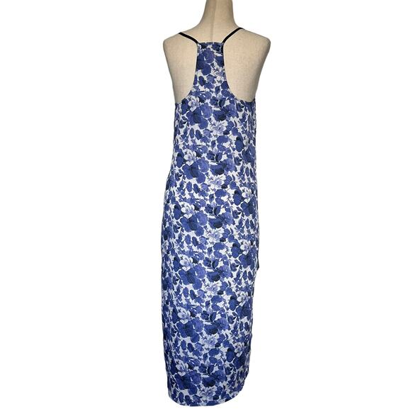 Topshop Floral Hi-Low Slip Dress Sz 6 Blue Boho Chic Y2K Coastal Racerback Beach - Picture 8 of 13